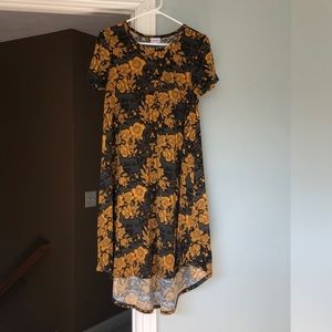 Lularoe Yellow & Gray Floral Carly Dress